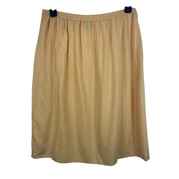 Marla Kim Vintage 90s Yellow Side Buttons Midi Modest Elastic Waist Skirt L - Picture 4 of 9